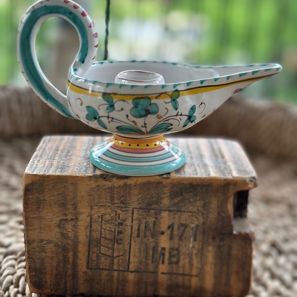 Italian Pottery Aladdin Lamp Candle Holder - Picture 2 of 12